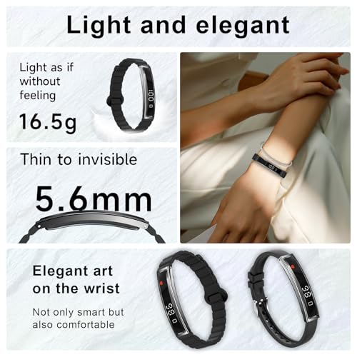 Efolen Smart Bracelet for Women,Ultralight Fitness Tracker Smart Wristband with Heart Rate/Blood Oxygen/Sleep Monitor/Pedometer,Slim Smartwatch for Android iPhone,Activity Tracker,2 Band,Black - color: Black