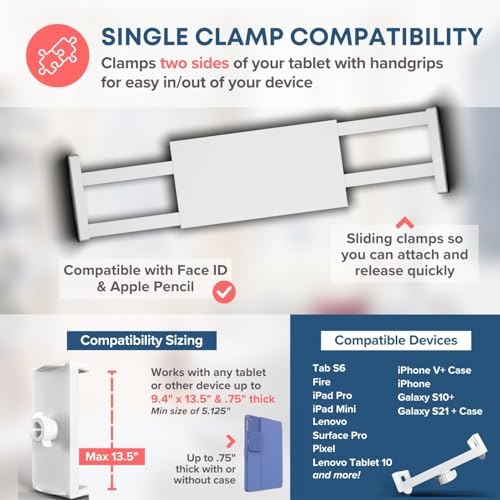 LEVO Rolling Gooseneck Tablet Floor Stand, iPad & Phone Holder, White - color: White