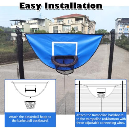 Trampoline Basketball Hoop, with Pump and 4 Mini Balls, Easy to Install, Universal Trampoline Accessories, Trampolines Basketball for Dunking - color: Blue