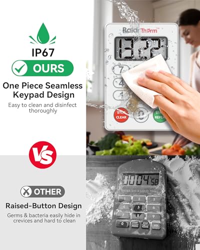 Digital Kitchen Timer, Waterproof Magnetic Countdown Timer with Alarm - style: Classic