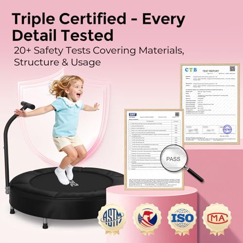 BCAN SP1 36'' Kids Toddler Trampoline Indoor, Foam Handle | FED Fitness - color: Black-Classic