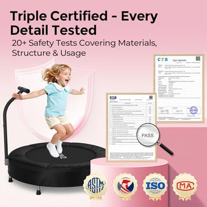 BCAN SP1 36'' Kids Toddler Trampoline Indoor, Foam Handle | FED Fitness - color: Black-Classic