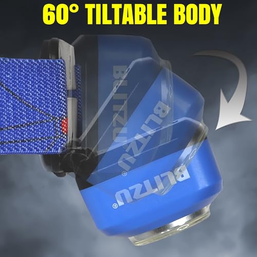 BLITZU Rechargeable Headlamp, Adjustable, Durable, Waterproof, Blue, Battery Powered, 120-Day Guarantee - color: Blue