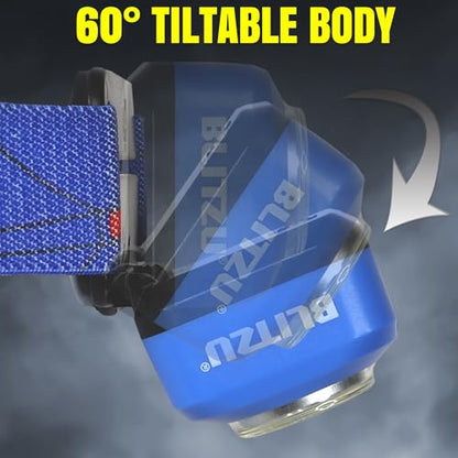 BLITZU Rechargeable Headlamp, Adjustable, Durable, Waterproof, Blue, Battery Powered, 120-Day Guarantee - color: Blue