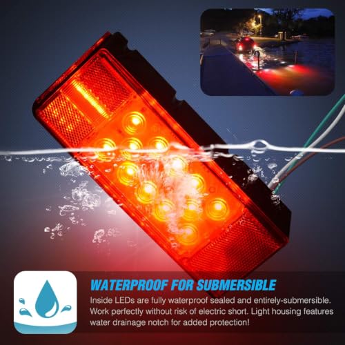 Nilight LED Trailer Light Kit Submersible Rectangular Tail Marker Lights - color: Red Trailer Light w/11LED ID Bar w/Marker Lights