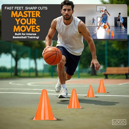 7 Inch (15/30 PCs) Soccer Cones for Training Kids with Mesh Bag - Small Traffic Cones for Sports Training - Flexible Conos for Soccer Practice, Basketball & Football Drills Equipment - style: Orange - 30 Pack