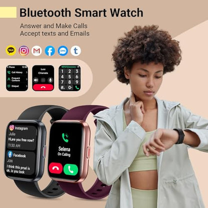 Smart Watches for Women, Smart Watch for Android Phones & iPhone, Fitness Watches for Women with Alexa, Call & Notification Alerts, Tracks Heart Rate/Sleep Smartwatches (Dark Purlple, 1.8 inches) - color: Rose Purple