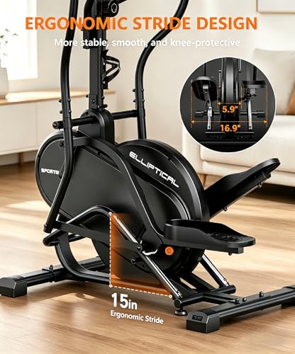 THERUN Elliptical Exercise Machine, Cardio Climber Elliptical Machine for Home, Stair Stepper Elliptical Training Machines w/ 13LBS&18LBS Flywheel, 16 Levels Resistance - color: 13LBS Flywheel Grey