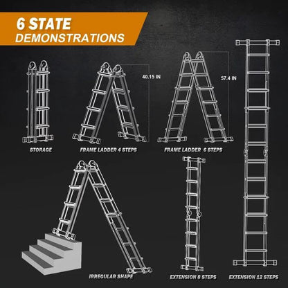 Soctone Ladder, A Frame Extension Ladder, 14 Ft Multi Position Ladder - size: 14 Ft