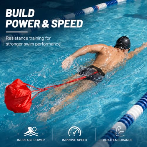 Leyndo 2 Sets Swim Parachute Resistance Training Adjustable Swim Belt