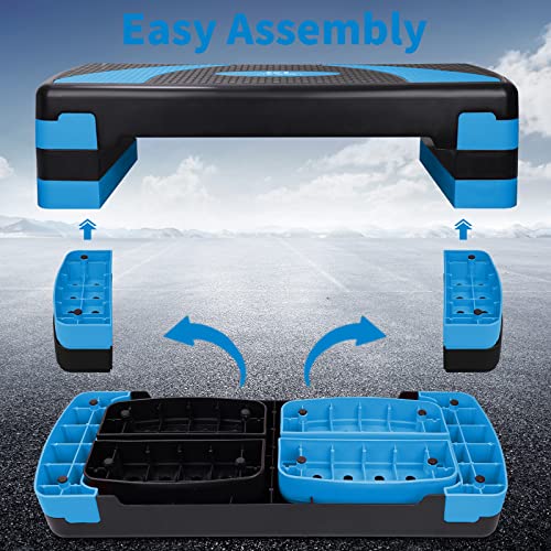 Adjustable Exercise Workout Aerobic Stepper Step Platform Trainer - color: Black