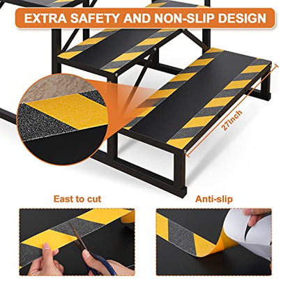 3 Step RV Stairs, Hot Tub Steps, Outdoor Spa Step Ladder with Double Handrail,Portable Economy 5th Wheel Stair for Travel Trailer, Motor Home, Camper and Porch with Non-Skid Tapes - size: RV Stairs - 3 Step with Double Handrail