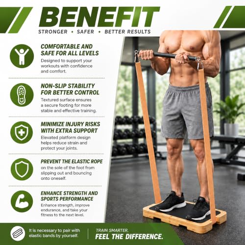 MUCITAGF Bamboo Resistance Band Foot Plate, Non-Slip Workout Platform