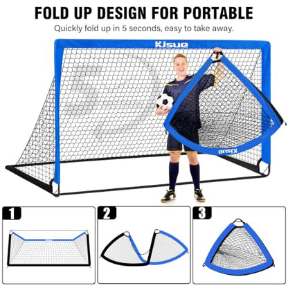 Soccer Goal, Kids Soccer Goals for Backyard Set of 2, Pop Up Soccer Net - color: Blue, size: 4X3 FT