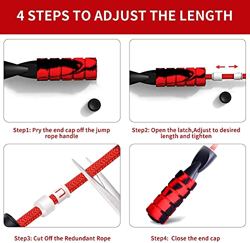 Jump Rope, Professional Weighted Cotton Jump Rope Workout, Adjustable Tangle-Free with Ball Bearings Exerciser Jump Ropes for Cardio, Endurance Training, Fitness Workouts, Jumping Exercise