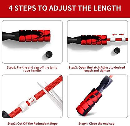 Jump Rope, Professional Weighted Cotton Jump Rope Workout, Adjustable Tangle-Free with Ball Bearings Exerciser Jump Ropes for Cardio, Endurance Training, Fitness Workouts, Jumping Exercise