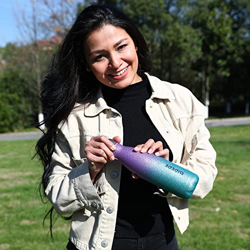 BJPKPK 17 oz Small Insulated Water Bottle, Stainless Steel, Leak Proof - color: Glitter Black, size: 17 Ounces