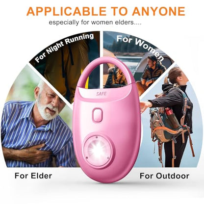 Safe Sound Personal Alarm, 130dB Loud Siren, Emergency Self-Defense Security Keychain with Strobe LED Light, Personal Sound Safety Siren for Women, Men, Children, Elderly - color: Pink