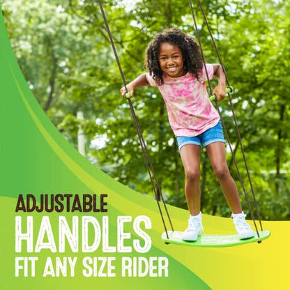Swurfer Kick Stand Up Surfing Tree Swing Outdoor Swings for Kids Up to 200 Lbs - Hang from Up to 10 Feet High - Includes 24" SwingBoard, UV Resistant Rope, & Handles - color: Green