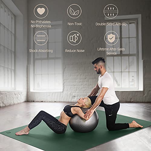 GXMMAT Large Yoga Mat 12'x6'/10'x6'/6'x8'(7mm) - color: Green Jasper, size: 6*10 FT