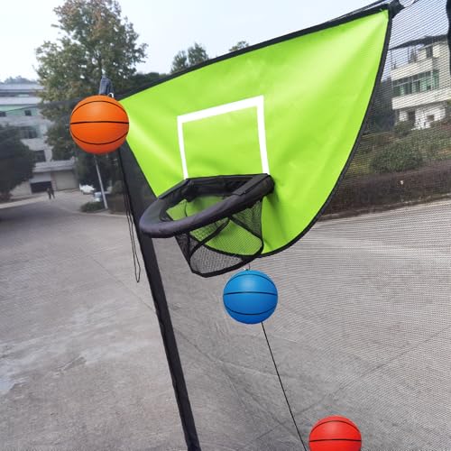 Trampoline Basketball Hoop, with Pump and 4 Mini Balls, Easy to Install, Universal Trampoline Accessories, Trampolines Basketball for Dunking - color: Green