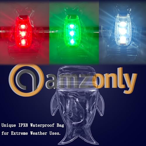 Amzonly 6pcs Navigation Lights for Boat Kayak, Battery Operated Safety Lights Kit for Night Kayaking, High Visibility, Boat Safety Whistle Included, 12PCS Extra Batteries - color: Red/ Green/ White