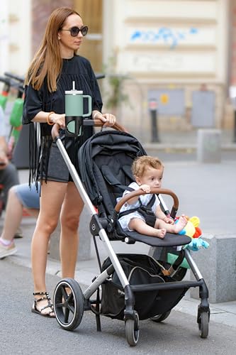 New Stroller Cup Holder for Stanley Quencher H2.0 (30 & 40 Oz. Models), Also Compatible with Stanley IceFlow (20 & 30 Oz. Models) - Gray - color: gray