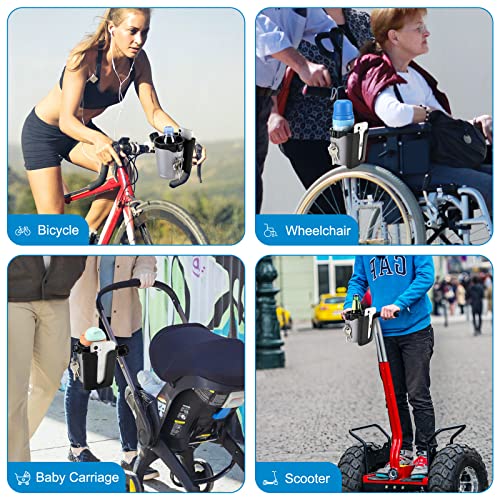 Accmor Stroller Cup Holder with Phone Keys Holder, 3-in-1 Universal Cup Holder, Drinks Bottle Holder for Stroller, Bike, Wheelchair, Walker, Scooter - color: Black Grey
