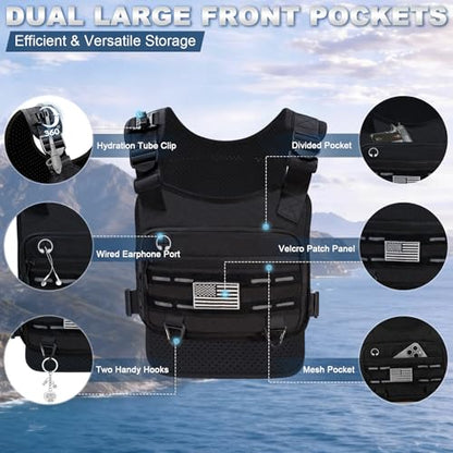 PORTHOLIC Running Vest for Women Men with 1.5L Water Bladder | Adjustable Hydration Vest|Reflective | Lightweight | Muti-Pockets | Breathable for Running Accessories for Hiking