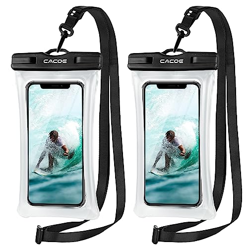 CACOE Floatable Waterproof Phone Pouch 2 Pack Up to 7.0",Black+Black-1 - color: Black+Black-#2