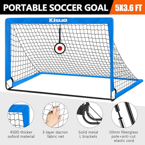 Soccer Goal, Kids Soccer Goals for Backyard Set of 2, Pop Up Soccer Net - color: Blue, size: 4X3 FT