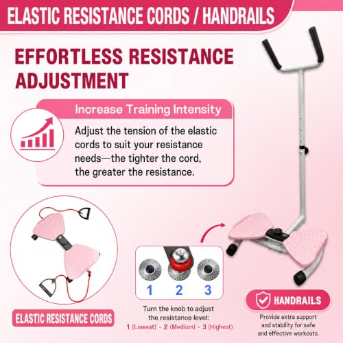 Twist Board Exercise Equipment with LCD Display, Waist Twister Machine with 5 Resistance Bands, 330 lbs Capacity Core Workout Board for Home Gym Fitness