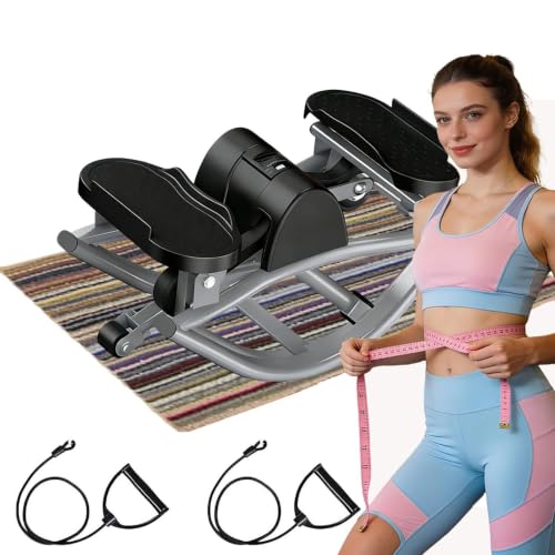 Rock Stepper Side to Side Low-Impact Rocking Stepper for Home Exercise Compact Side Stepper with Resistance Bands Quiet Lateral Exercise Machine for Full Body Workout