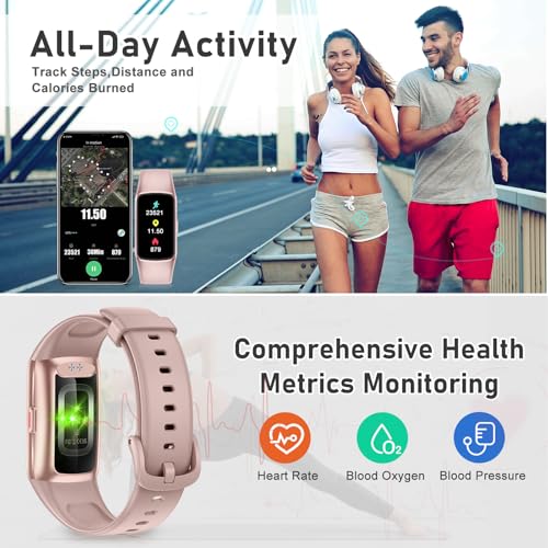 Fitness Tracker with 24/7 Heart Rate, Blood Oxygen, Sleep Tracker, 1.47''Waterproof Fitness Watch, Activity Tracker with Step Tracker for Women Men - color: Pink