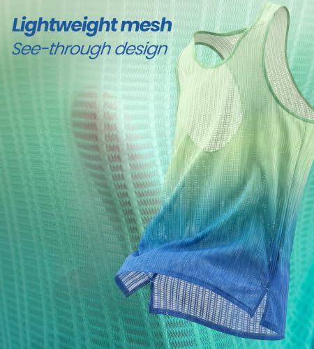 Men's Ultra Lightweight Running Tank Top Marathon Singlet Breathable Vest - color: Green/Blue, size: 3X-Large