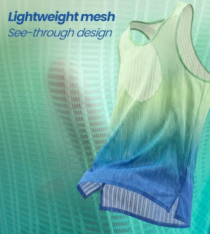 Men's Ultra Lightweight Running Tank Top Marathon Singlet Breathable Vest - color: Green/Blue, size: Small