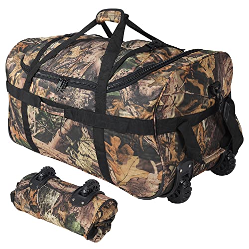 REDCAMP 85L/120L/140L Foldable Duffle Bag with Wheels, Large Travel Duffel Bag - color: 120l Camouflage