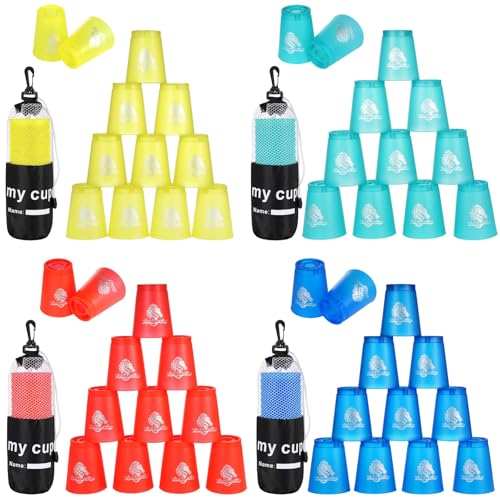 yeesport 48 Sport Stacking Cups Red/Blue/Green/Yellow for Kids & Adults - color: Red-blue-green-yellow