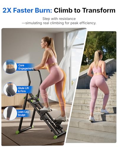 MERACH Stair Stepper with Adjustable Resistance, Foldable Stair Climber - color: Black & Green
