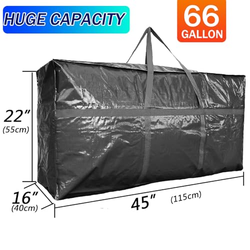 66 Gallon Extra Large Storage Bags, Huge Moving Bags Heavy Duty with Zipper - color: Black, size: 250L, 1 Pack
