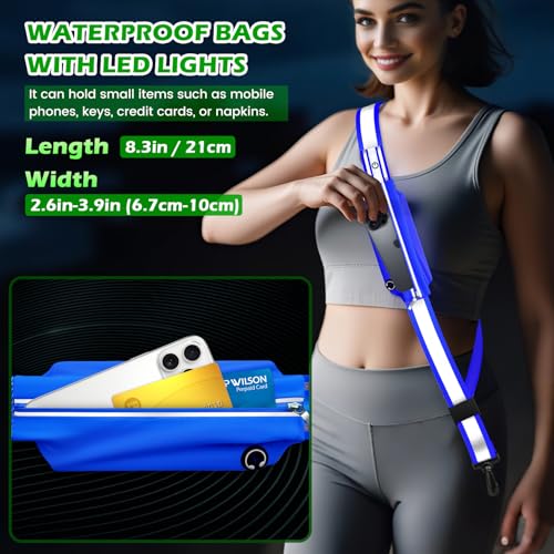 LED Reflective Belt Sash, Rechargeable LED Light Night Safety Walking Gear, High Visibility Adjustable Reflective Gear for Runners Walkers Cyclists at Night (Blue) - color: Blue