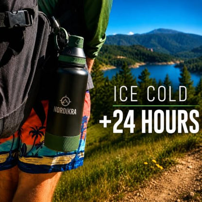 Insulated Stainless Steel Water Bottle, Leakproof, 32oz, Orange - color: Orange