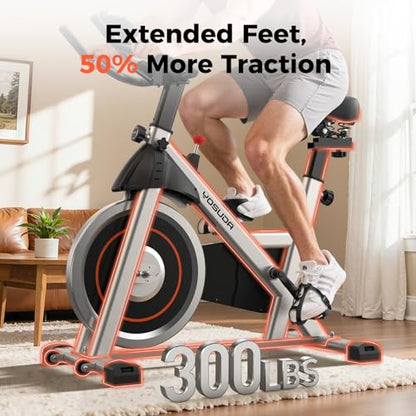 YOSUDA Exercise Bike, Magnetic Friction Stationary Bike with App Training - color: Orange