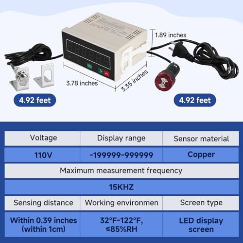 JIAWANSHUN Bidirectional LED Digital Counter, Copper Sensor with Alarm 110V