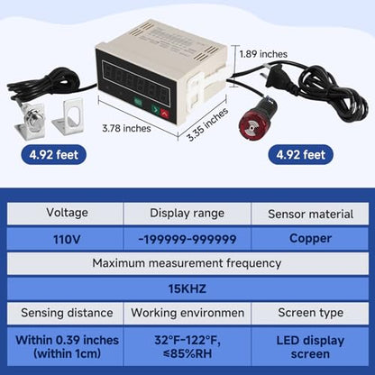 JIAWANSHUN Bidirectional LED Digital Counter, Copper Sensor with Alarm 110V