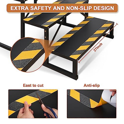 4 Step RV Stairs, Hot Tub Steps, Outdoor Spa Step Ladder with Double Handrail,Portable Economy 5th Wheel Stair for Travel Trailer, Motor Home, Camper and Porch with Non-Skid Tapes - size: RV Stairs - 4 Step with Double Handrail