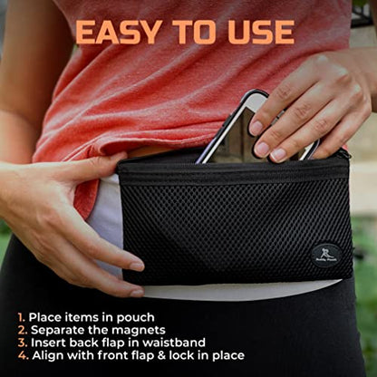 Running Buddy Magnetic Pouch Beltless Running Bag No Bounce - color: Black, size: XXL (7 in x 4 in)