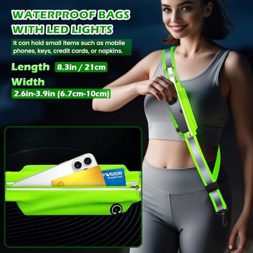 LED Reflective Belt Sash, Rechargeable LED Light Night Safety Walking Gear, High Visibility Adjustable Reflective Gear for Runners Walkers Cyclists at Night (Green) - color: Green