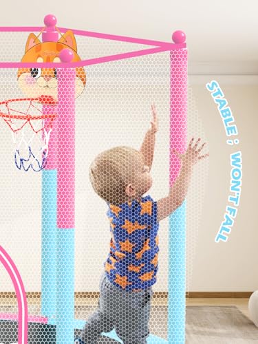 BLUERISE 60" Indoor&Outdoor with Enclosure 5FT Trampoline for Kids Gifts - color: Pink - Classic