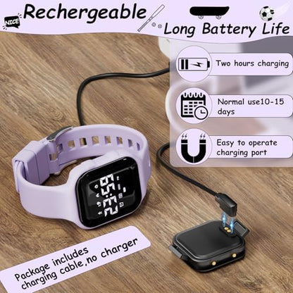 GOLDEN HOUR Kids Digital Sport Watches with Fitness Tracker, Alarm Clock, Stopwatch, No App Waterproof Birthday Gifts for Girls and Boys Ages 4-12 - color: Purple